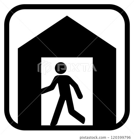 Signs directing people to evacuation shelters 120399796