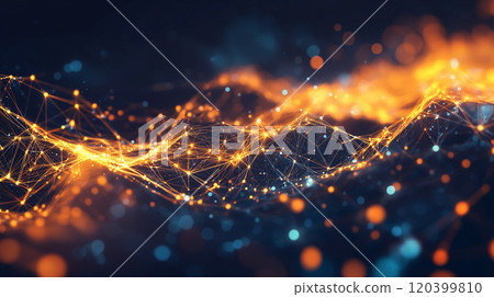 A background image of digital and technology with spiral light and particles 120399810