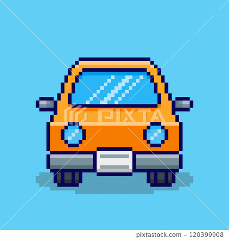 Pixel art Yellow Car game asset design 120399908