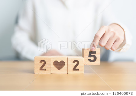 Happy New Year 2025 with heart block for health care, love, organ donation, resolution, charity, happy family, wellbeing and insurance concepts Happy New Year 2025 with heart block for health care, love, organ donation, resolution, charity, happy family, wellbeing and insurance concepts 120400078