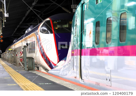 [JR East] E3 Series + E5 Series "Tsubasa/Yamabiko" at night (Tohoku Shinkansen: Utsunomiya Station) 120400179