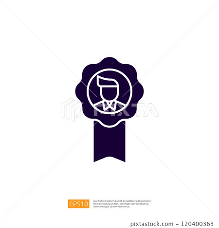 The image features a stylized award ribbon with a silhouette of a person, symbolizing achievement or recognition in a professional context. 120400363