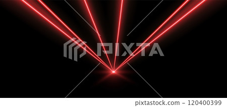 Red laser beams, concert or nightclub spotlights light effect. 120400399