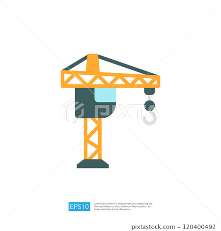 A simple illustration of a construction crane, showcasing its structure and purpose in building and construction activities. A simple illustration of a construction crane, showcasing its structure and purpose in building and construction activities. 120400492