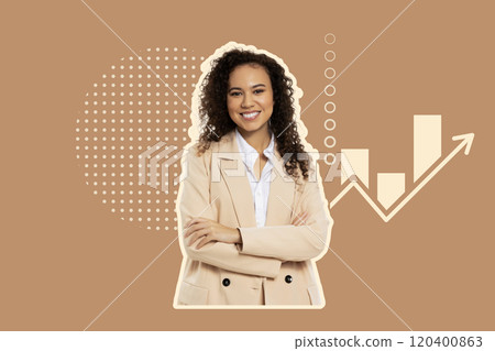 Creative design on the topic of women's work and career growth. 120400863