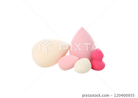 PNG,Multicolored makeup sponges, isolated on white background PNG,Multicolored makeup sponges, isolated on white background 120400935