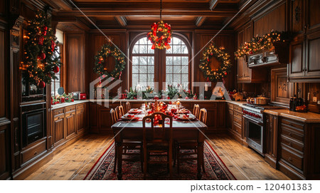 Kitchen room decorate christmas. Christmas concept. 120401383