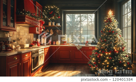 Kitchen room decorate christmas. Christmas concept. 120401384