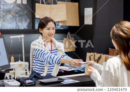 Apparel store checkout scene Apparel store checkout scene 120401470