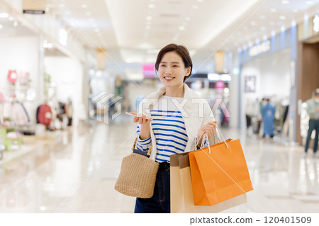 Woman satisfied with explosive shopping 120401509