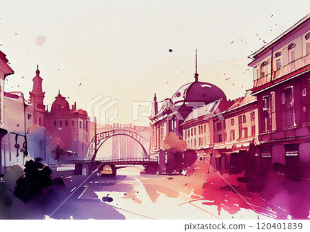 Watercolor cityscape image 120401839