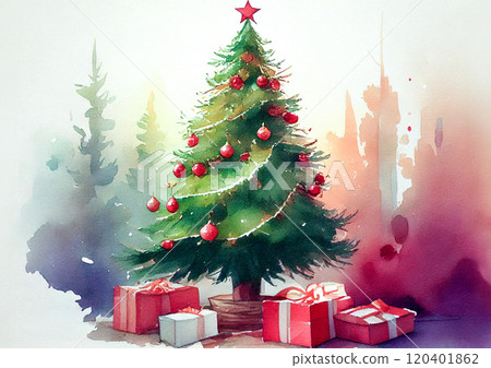 Watercolor Christmas tree 120401862