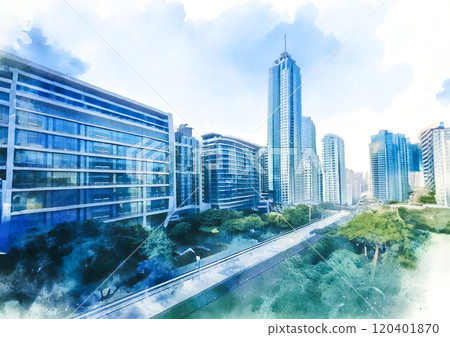 Watercolor cityscape 120401870