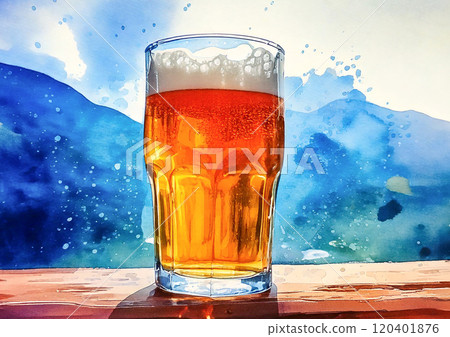 Watercolor touch beer 120401876