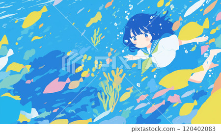 [Landscape/Wallpaper] Fish and girl 120402083