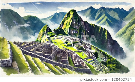 The spectacular scenery of Machu Picchu ruins in Peru and the mysteries of the Andes Mountains 120402734
