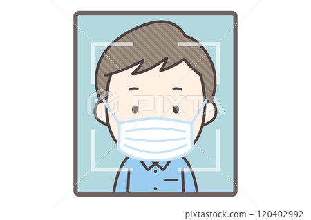 A man wearing a mask doing facial recognition A man wearing a mask doing facial recognition 120402992
