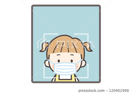 A little girl wearing a mask doing facial recognition A little girl wearing a mask doing facial recognition 120402998