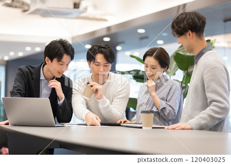 People working in the designer's office Standing meeting People working in the designer's office Standing meeting 120403025