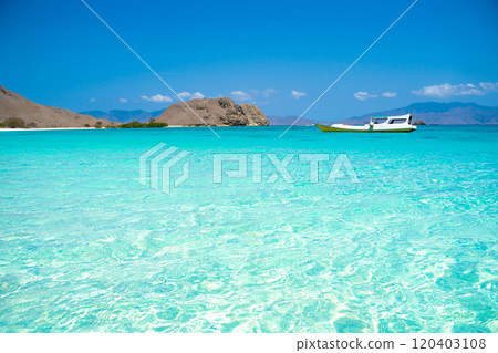 Spectacular view of Pink Beach in Komodo National Park, Indonesia 120403108