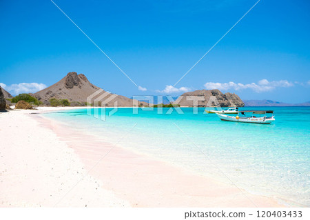 Spectacular view of Pink Beach in Komodo National Park, Indonesia Spectacular view of Pink Beach in Komodo National Park, Indonesia 120403433