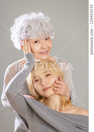 Beauty image blonde senior parent and child 120403535