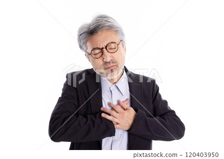 Chest pain negative gray haired man Chest pain negative gray haired man 120403950