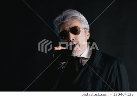 detective smoking a cigar detective smoking a cigar 120404122