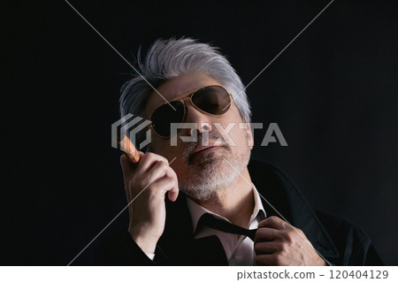 detective smoking a cigar detective smoking a cigar 120404129