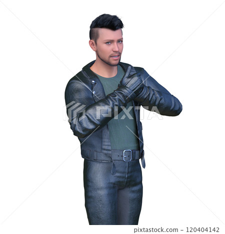 man wearing a leather jacket 120404142