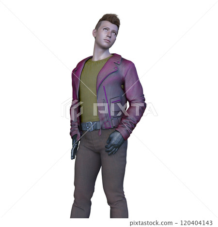 man wearing a leather jacket 120404143