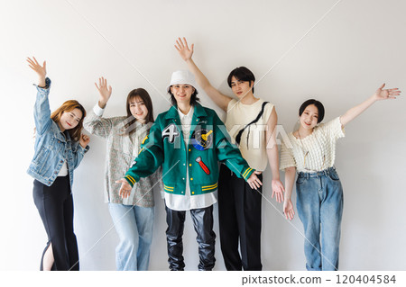 Men and women of Generation Z who are in high spirits 120404584