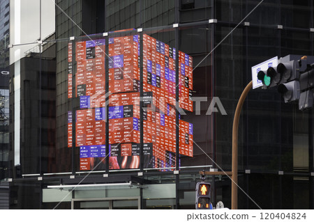 Digital signage displaying stock prices at Kabutocho intersection in Chuo Ward, Tokyo Digital signage displaying stock prices at Kabutocho intersection in Chuo Ward, Tokyo 120404824