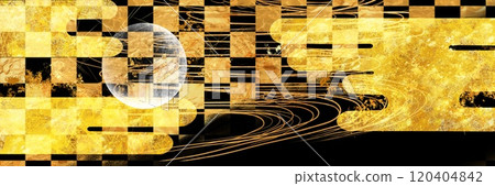 A luxurious New Year's banner background with a traditional gold checkered pattern and hazy haze 120404842