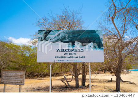 Entrance to Komodo National Park, Indonesia Entrance to Komodo National Park, Indonesia 120405447