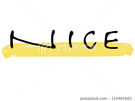 Handwritten text. The English message "NICE" 120405602