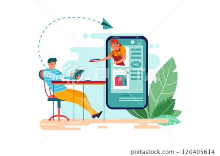 A man order book in a mobile online mobile shop. A man order book in a mobile online mobile shop. 120405614