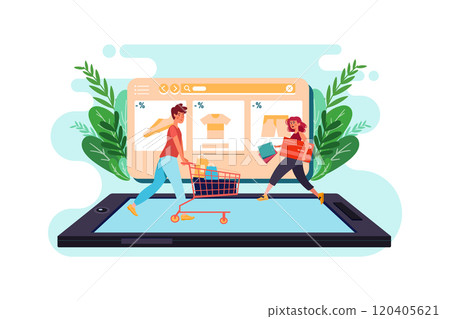 Online Shopping Illustration concept. Flat illustration isolated on white background 120405621