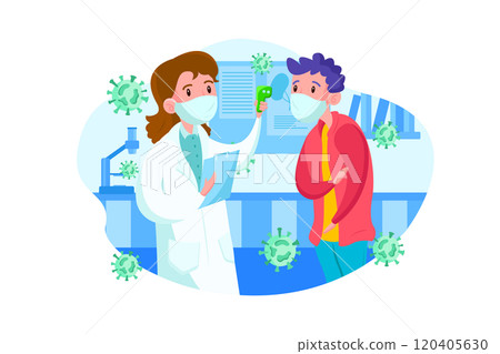 Doctor checking body temperature Doctor checking body temperature 120405630