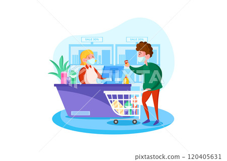 Coronavirus supermarket concept 120405631