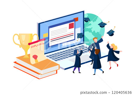 Online Education Illustration concept. Flat illustration isolated on white background 120405636