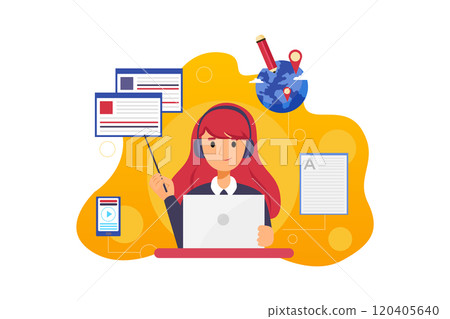 Online Education Illustration concept. Flat illustration isolated on white background 120405640