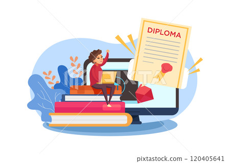 Online Education Illustration concept. Flat illustration isolated on white background Online Education Illustration concept. Flat illustration isolated on white background 120405641