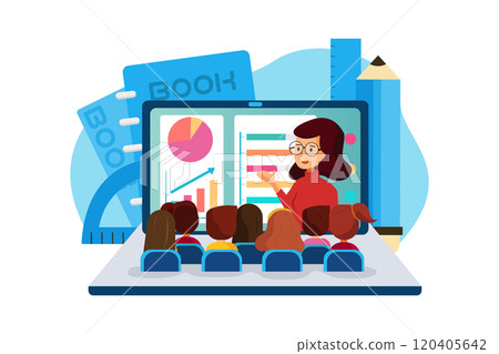 Online Education Illustration concept. Flat illustration isolated on white background Online Education Illustration concept. Flat illustration isolated on white background 120405642