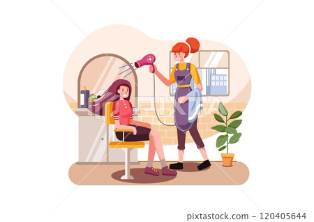 Young woman having her hair dyed by beautician at parlor 120405644