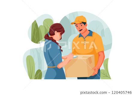 The customer is checking her order The customer is checking her order 120405746