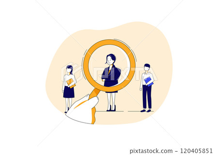 Recruitment Hand Zoom Magnifying Glass Picking Business Person Candidate People Group Recruitment Hand Zoom Magnifying Glass Picking Business Person Candidate People Group 120405851