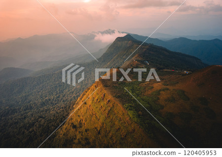 Aerial view of mountains in the morning in Mae Hong Son, Thailand Aerial view of mountains in the morning in Mae Hong Son, Thailand 120405953