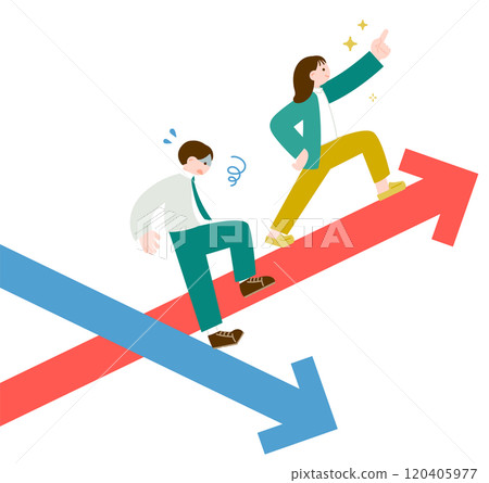 Success and failure, rise and fall Illustration of a businessman 120405977