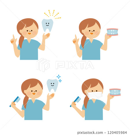 Dentist female set illustration material 120405984